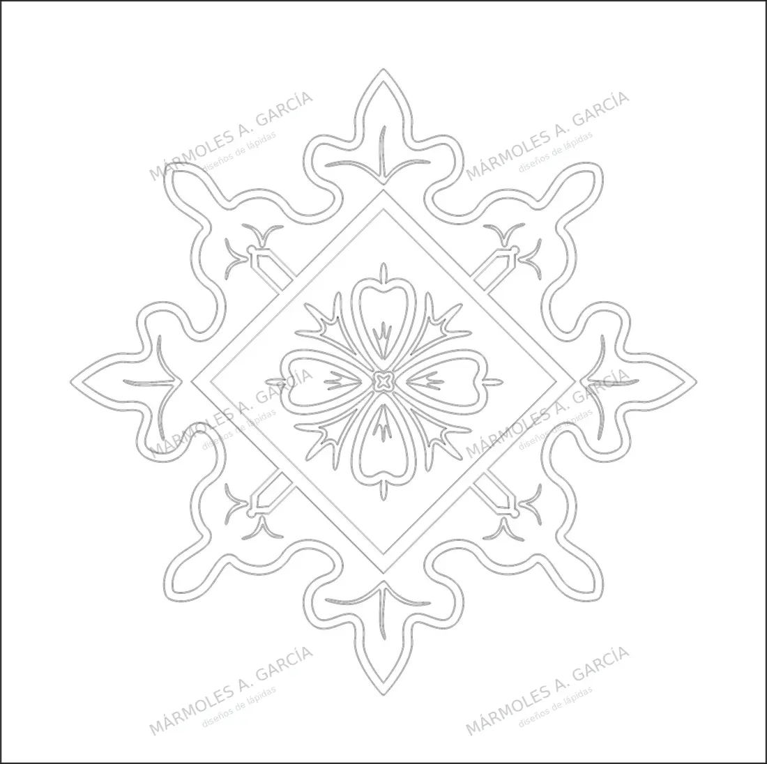 Diseño de lápida: Rombo — Adornos y símbolos en CorelDraw para grabar