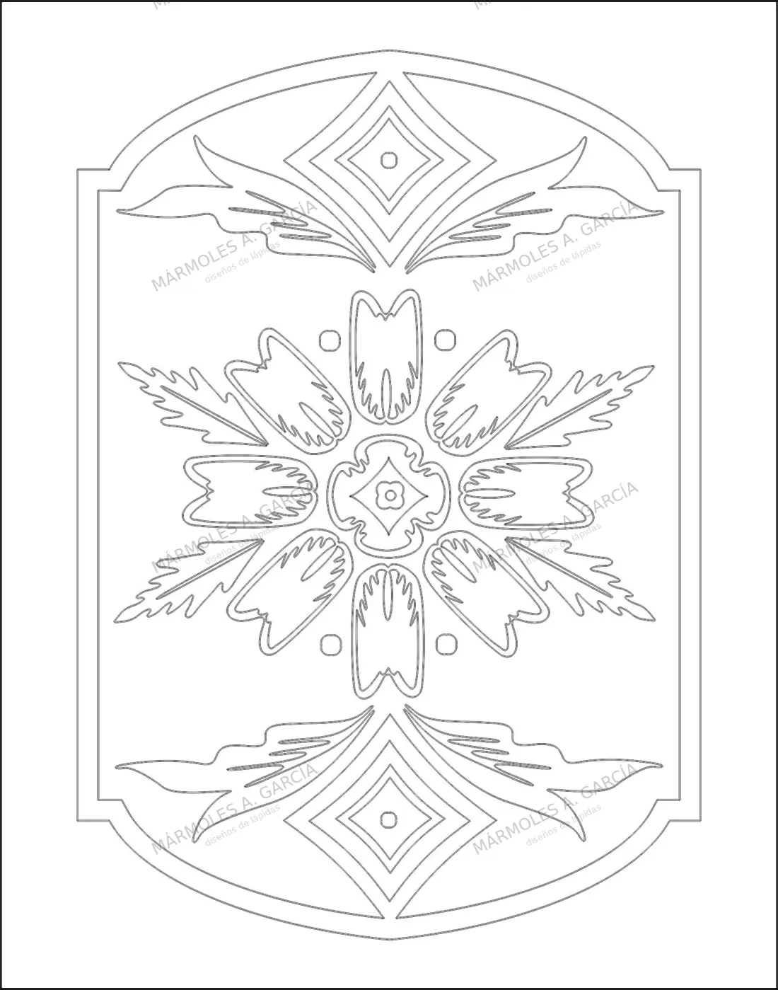 Diseño de lápida: Destello — Adornos y símbolos en CorelDraw para grabar