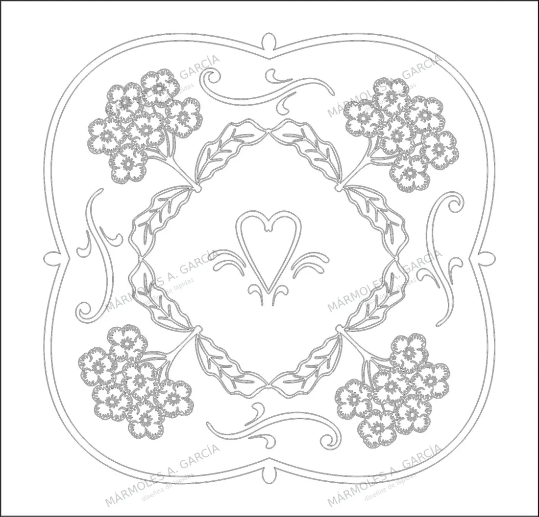 Diseño de lápida: Corazón — Adornos y símbolos en CorelDraw para grabar