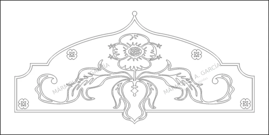 Diseño de lápida: Abanico Horizontal — Adornos y símbolos en CorelDraw para grabar