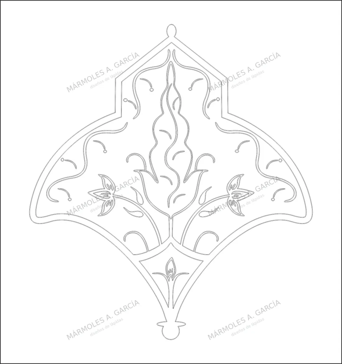 Diseño de lápida: Abanico Vertical — Adornos y símbolos en CorelDraw para grabar